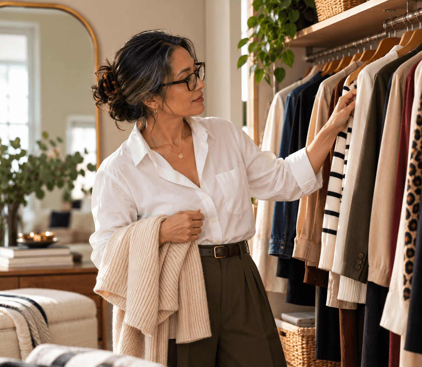 A thoughtful wardrobe moment, styled from clothes already on hand.